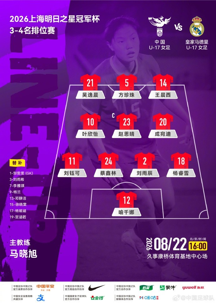 中国U-17女足 vs 皇马U-17女足，中国队首发阵容公布！